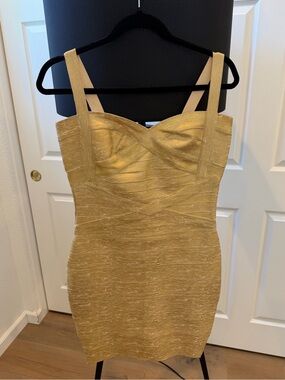 Gold bandage Dress- super flattering on